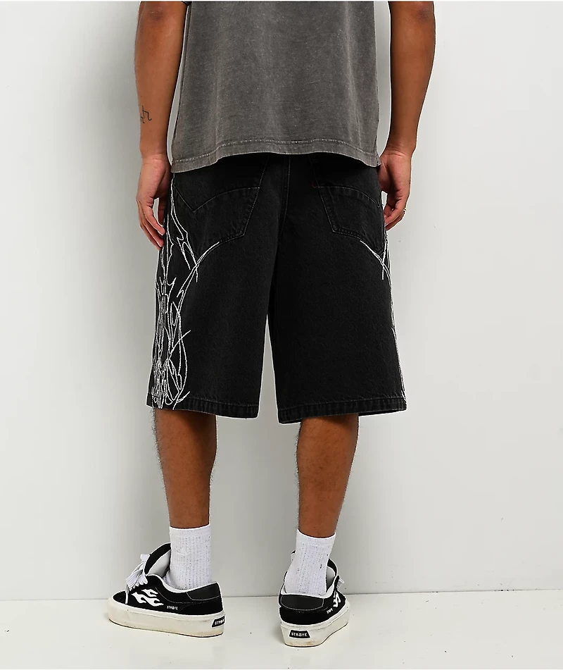 Vitriol Siphon Cyber Black Wash Ultra Wide Shorts