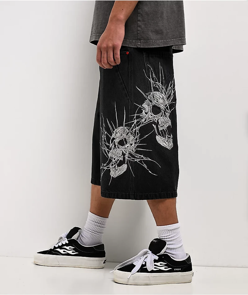 Vitriol Siphon Descend Black Ultra Loose Denim Shorts