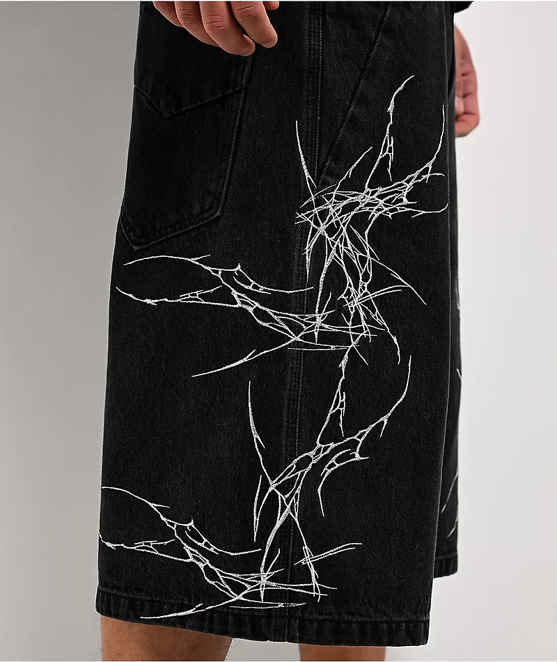 Vitriol Siphon Descend Black Ultra Loose Denim Shorts