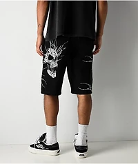 Vitriol Siphon Descend Black Ultra Loose Denim Shorts