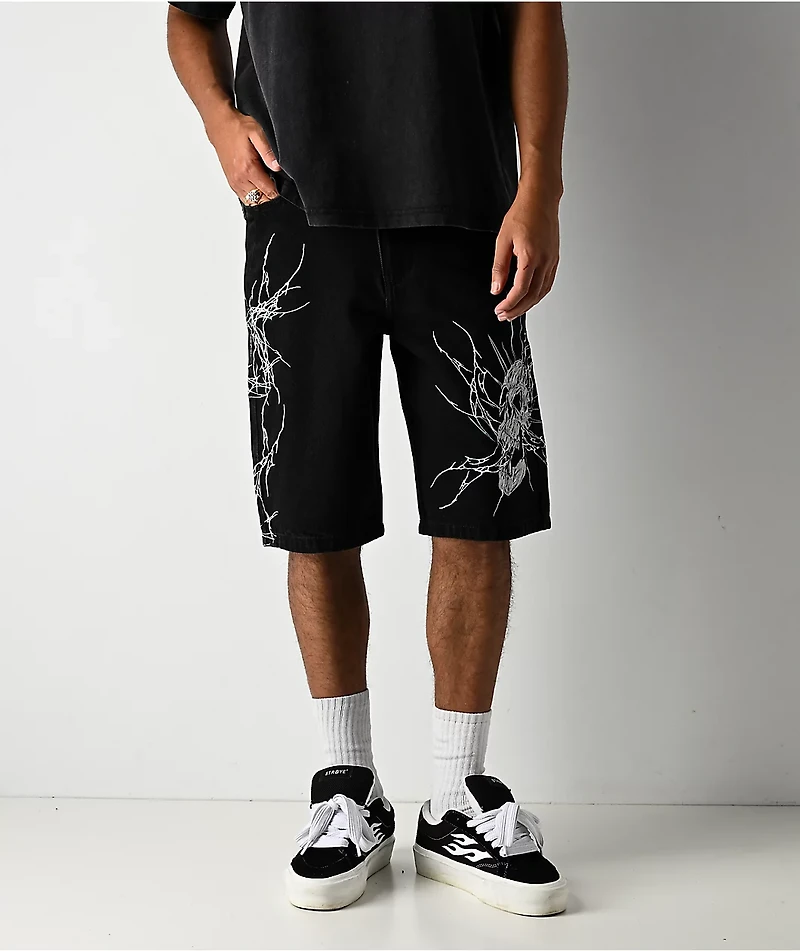 Vitriol Siphon Descend Black Ultra Loose Denim Shorts