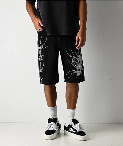 Vitriol Siphon Descend Black Ultra Loose Denim Shorts