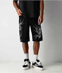 Vitriol Siphon Descend Black Ultra Loose Denim Shorts