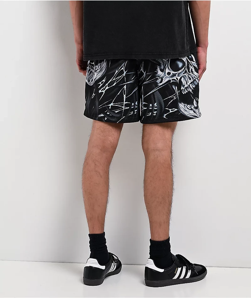 Vitriol Skull Black Mesh Shorts