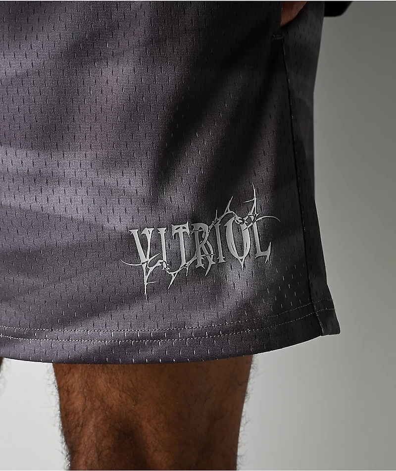 Vitriol Smoke Skull Grey Mesh Shorts