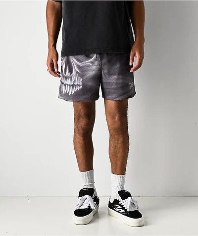 Vitriol Smoke Skull Grey Mesh Shorts
