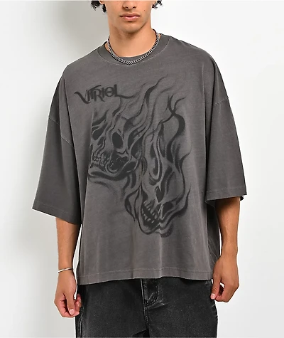 Vitriol Smoky & Ethereal Vintage Grey Boxy Crop T-Shirt