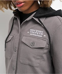Vitriol Sterling Grey Hooded Woven Long Sleeve Shirt