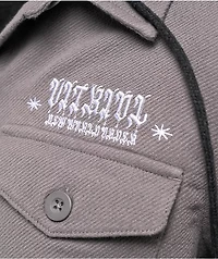 Vitriol Sterling Grey Hooded Woven Long Sleeve Shirt