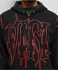 Vitriol Stud Black Wash Crop Zip Hoodie