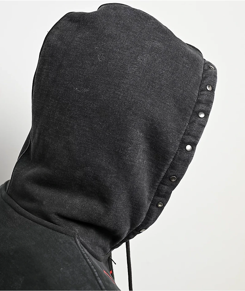 Vitriol Stud Black Wash Crop Zip Hoodie