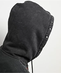 Vitriol Stud Black Wash Crop Zip Hoodie