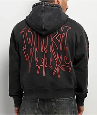 Vitriol Stud Black Wash Crop Zip Hoodie