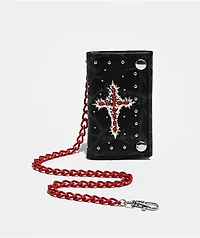 Vitriol Studded Cross Black Chain Wallet