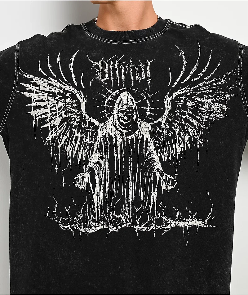 Vitriol Summoned Black Wash & White 2fer Long Sleeve T-Shirt