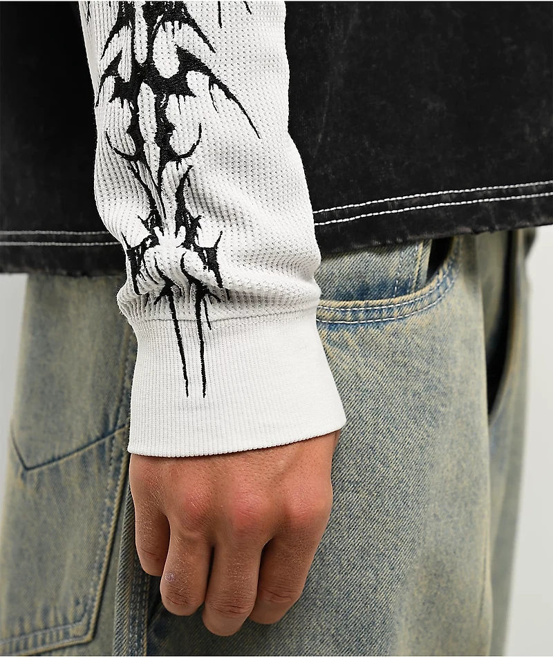 Vitriol Summoned Black Wash & White 2fer Long Sleeve T-Shirt