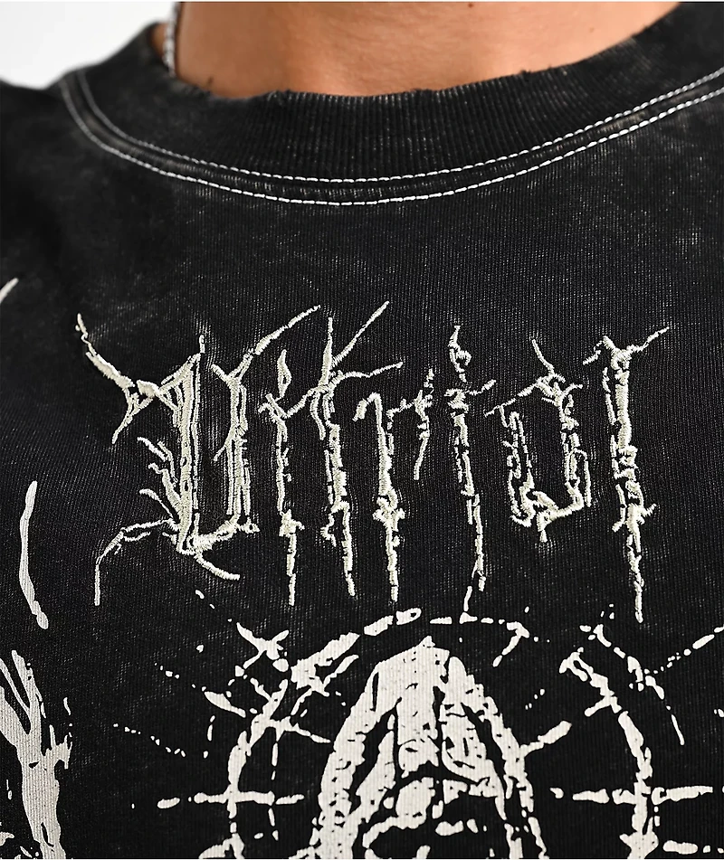 Vitriol Summoned Black Wash & White 2fer Long Sleeve T-Shirt