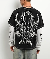Vitriol Summoned Black Wash & White 2fer Long Sleeve T-Shirt