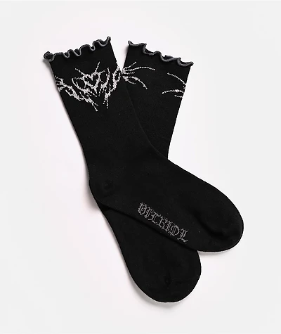 Vitriol Tamsin Lettuce Edge Black Crew Socks