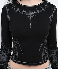 Vitriol Theo Black Thermal Long Sleeve Crop T-Shirt