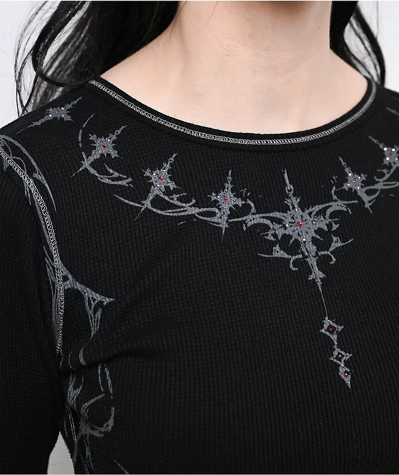 Vitriol Theo Black Thermal Long Sleeve Crop T-Shirt