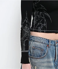Vitriol Theo Black Thermal Long Sleeve Crop T-Shirt