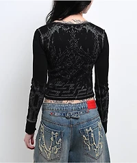 Vitriol Theo Black Thermal Long Sleeve Crop T-Shirt