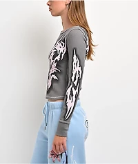 Vitriol Theo Grey Thermal Long Sleeve Crop T-Shirt