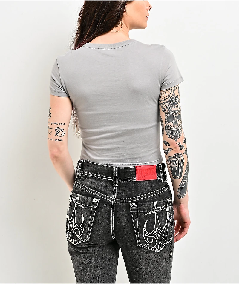 Vitriol Through The Flames Grey Crop T-Shirt