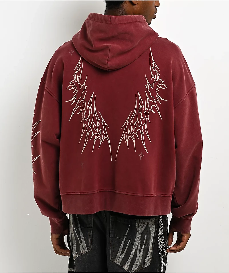 Vitriol Thunder Brown Wash Crop Zip Hoodie