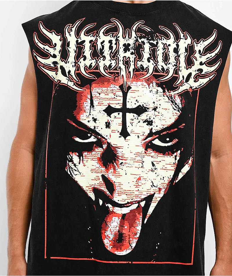 Vitriol Unfazed Black Wash Tank Top