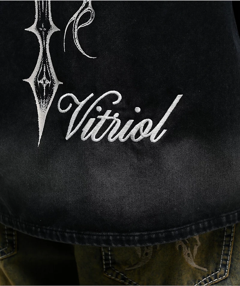 Vitriol Unravel Black Wash Woven Long Sleeve Button Up Shirt