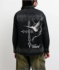 Vitriol Unravel Black Wash Woven Long Sleeve Button Up Shirt