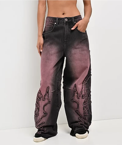 Vitriol Verona Pink Wash Wide Leg Jeans