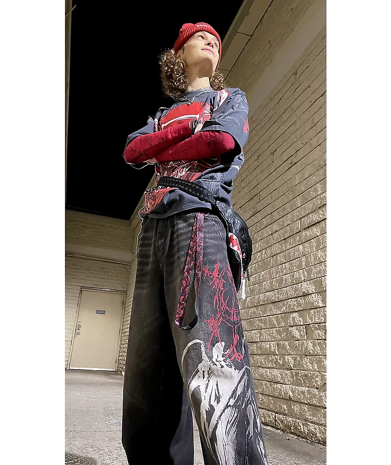 Vitriol Void Angel Black Wash Ultra Wide Leg Jeans