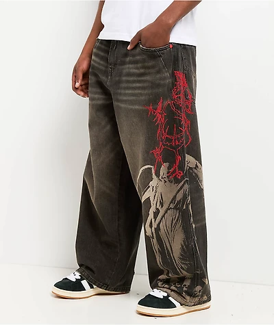 Vitriol Void Angel Ultra Wide Leg Black Jeans
