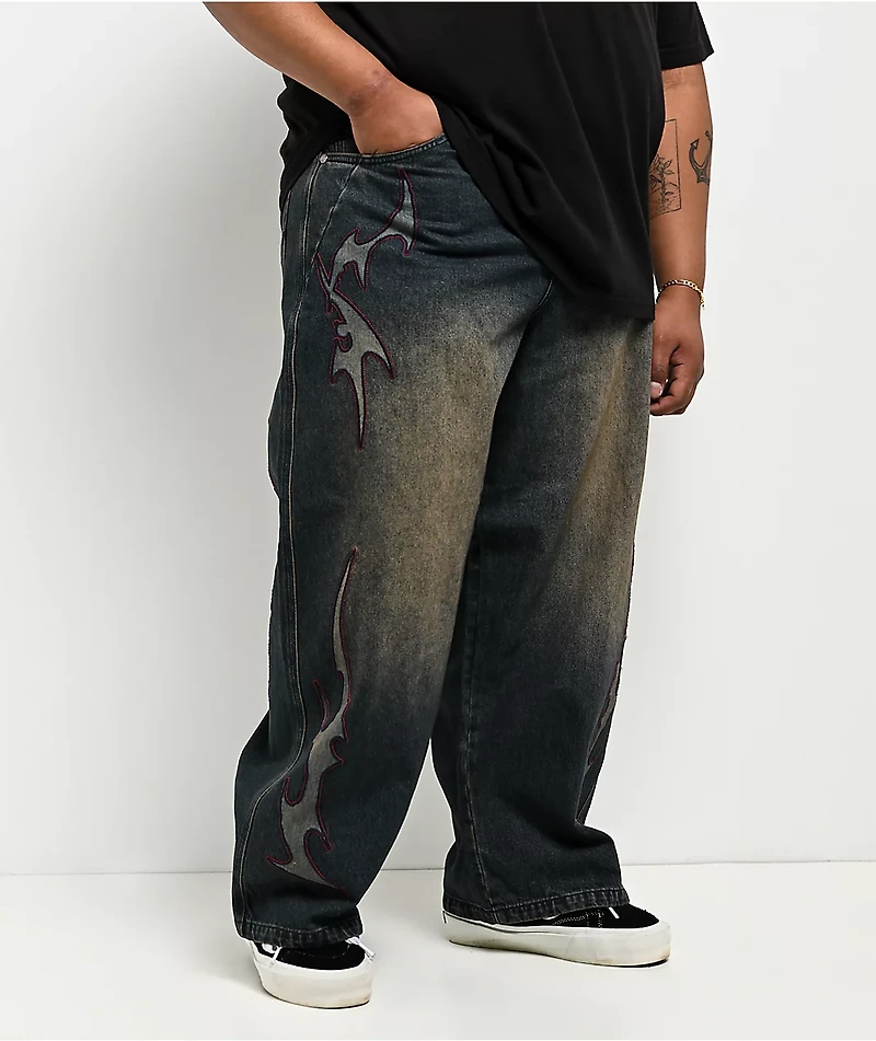 Vitriol Void Bite Blue Wash Ultra Wide Jeans