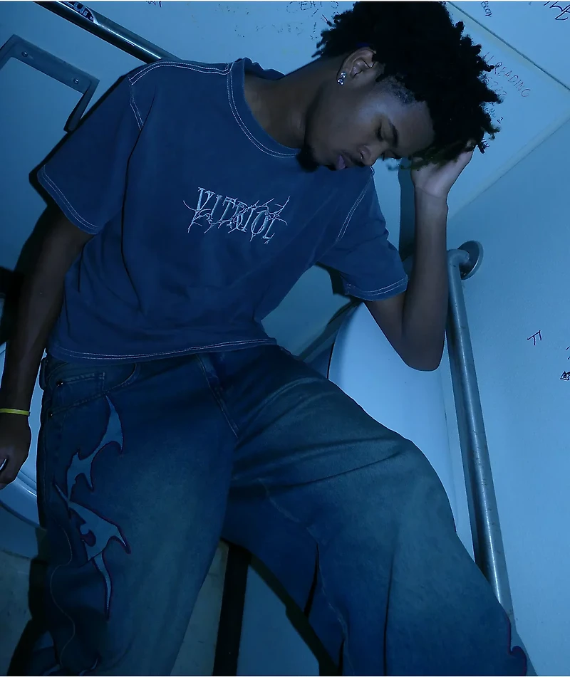 Vitriol Void Bite Blue Wash Ultra Wide Jeans