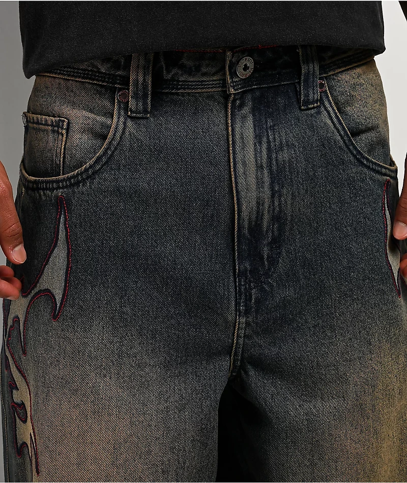 Vitriol Void Bite Blue Wash Ultra Wide Leg Jeans