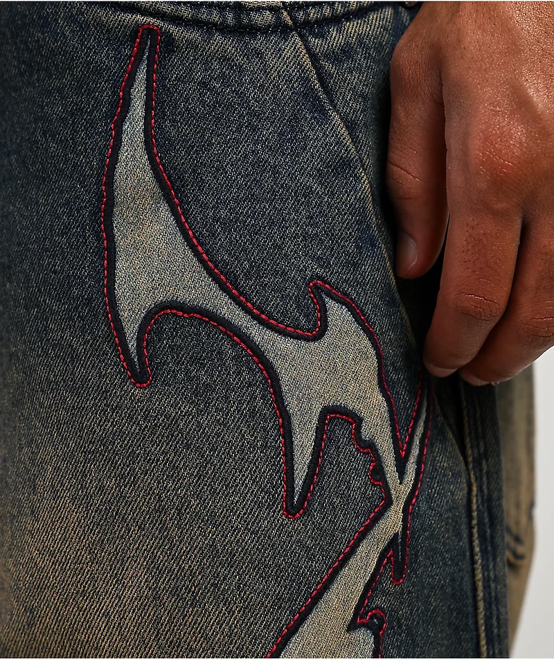 Vitriol Void Bite Blue Wash Ultra Wide Leg Jeans