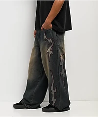 Vitriol Void Bite Blue Wash Ultra Wide Leg Jeans