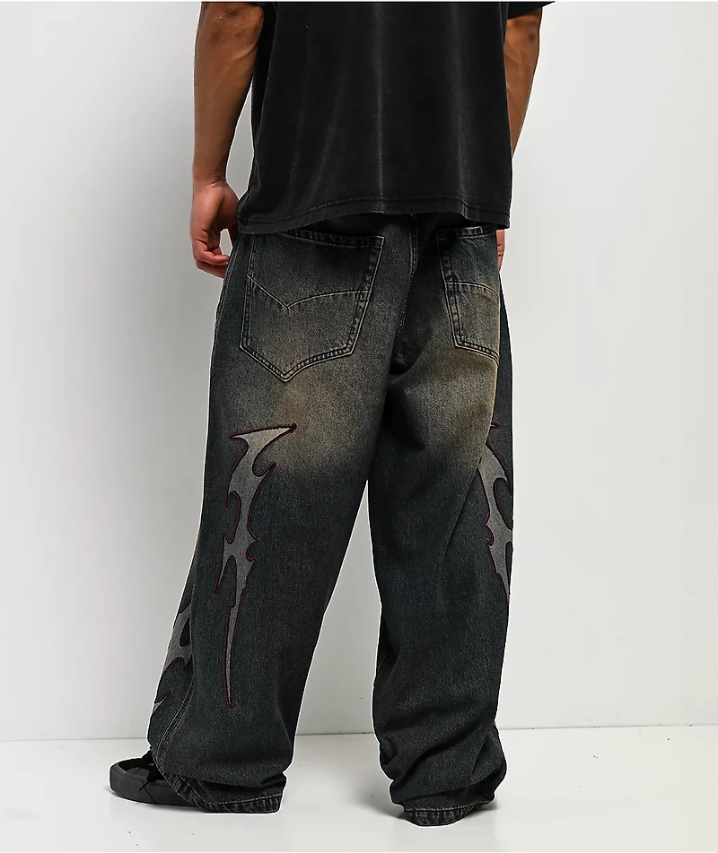 Vitriol Void Bite Blue Wash Ultra Wide Leg Jeans