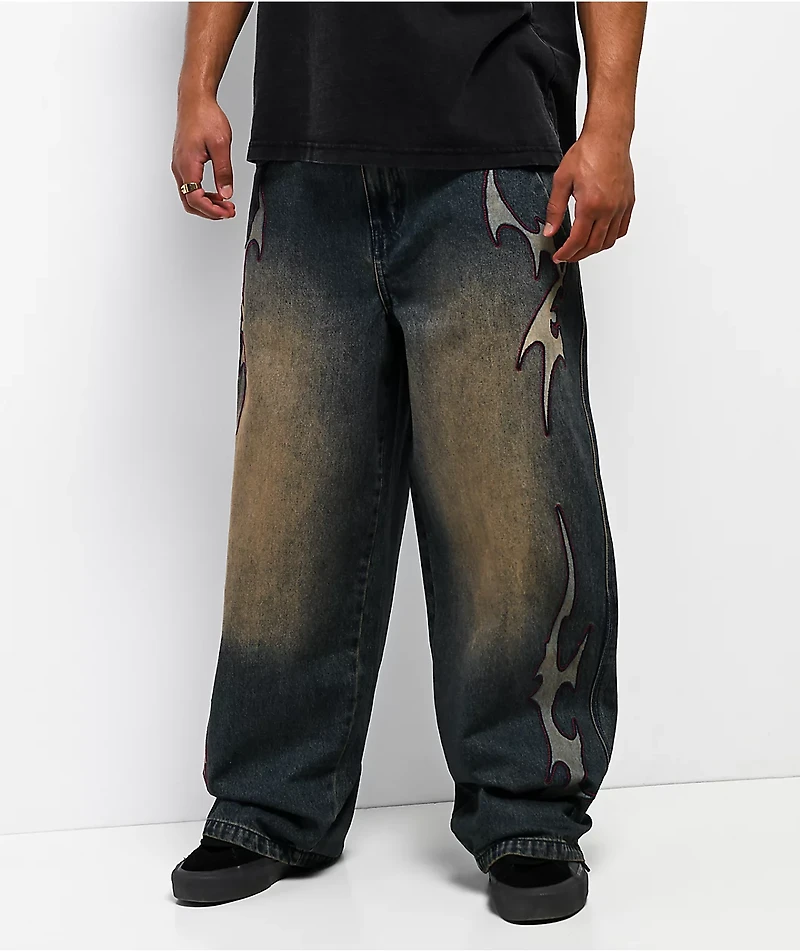 Vitriol Void Bite Blue Wash Ultra Wide Leg Jeans