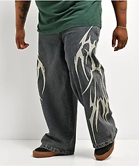 Vitriol Void Bones Blue Wash Ultra Wide Jeans