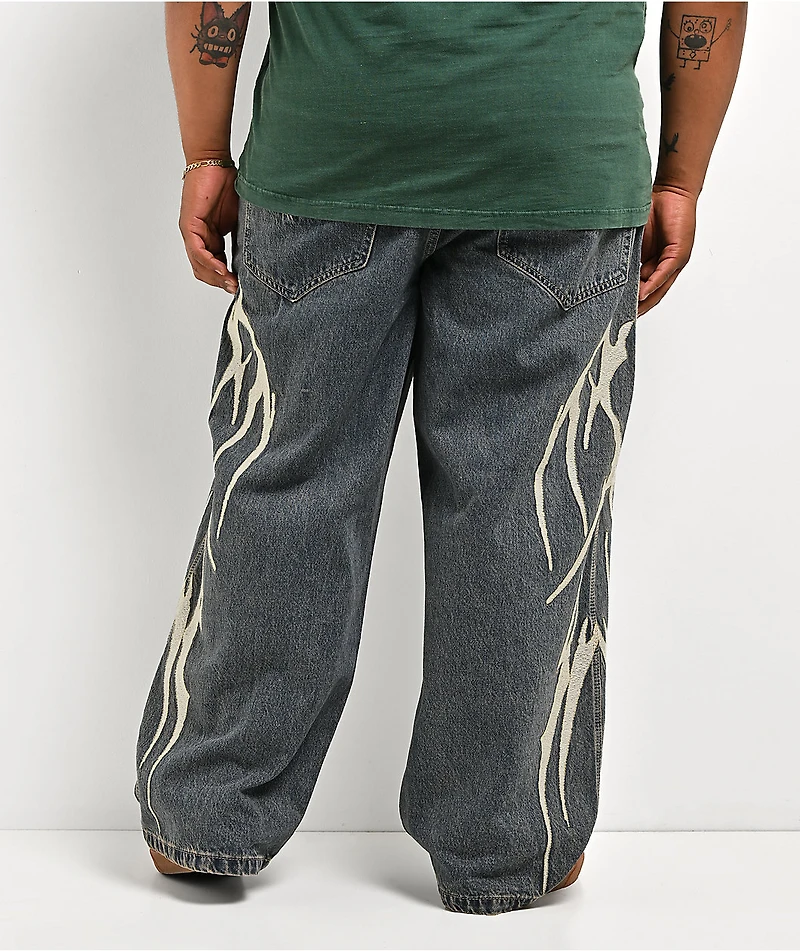 Vitriol Void Bones Blue Wash Ultra Wide Jeans