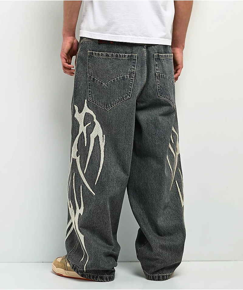 Vitriol Void Bones Blue Wash Ultra Wide Jeans