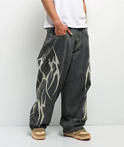 Vitriol Void Bones Blue Wash Ultra Wide Jeans