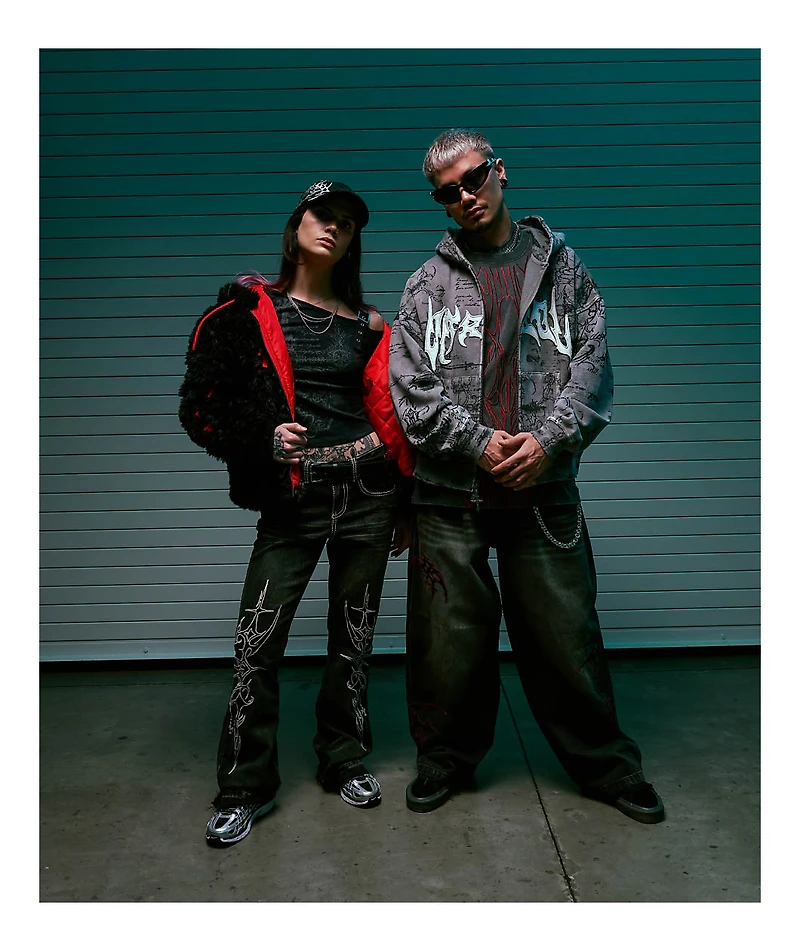 Vitriol Void Cryptic Black Wash Ultra Wide Denim Jeans