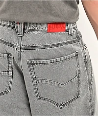 Vitriol Void Cyber Skull Grey Wide Leg Jeans