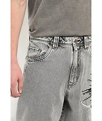 Vitriol Void Cyber Skull Grey Wide Leg Jeans